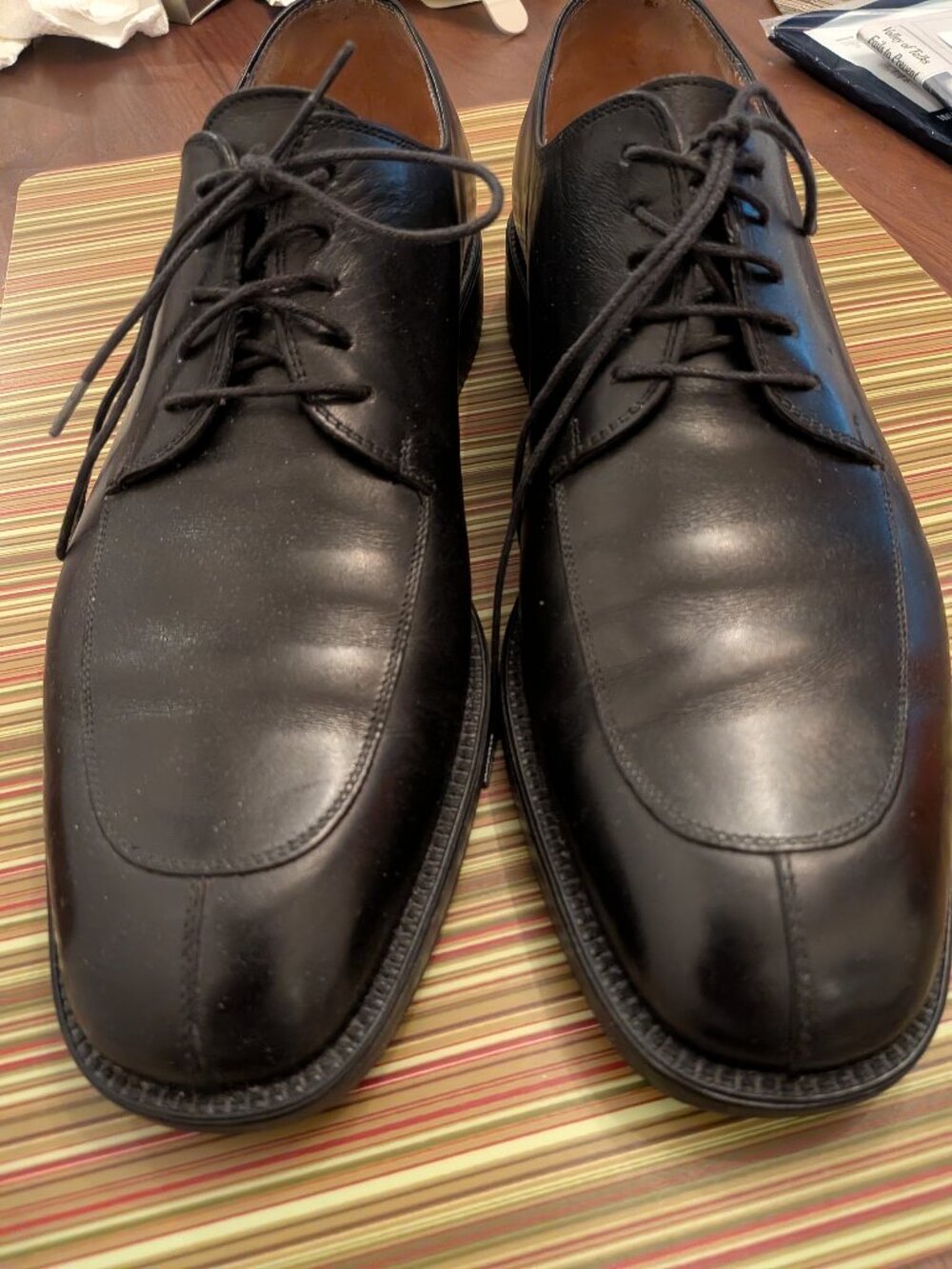 Salvatore Ferragamo Studio Split Toe Black Derby w. Textured Rubber Sole Sz 9.5